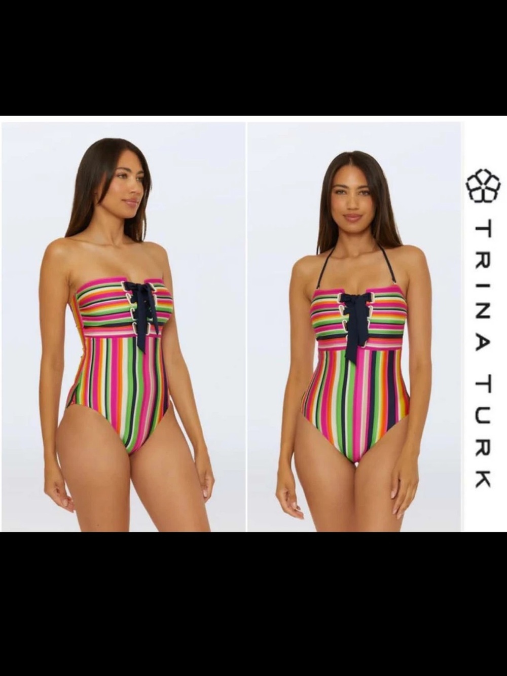 Trina Turk splash stripe swim & spa collection swim suit, NWT size 8 MSRP$172